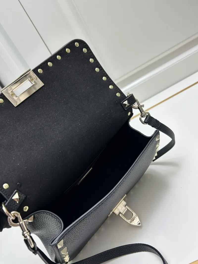 Valentino Black Studded Leather Handbag 9892 - Image 8