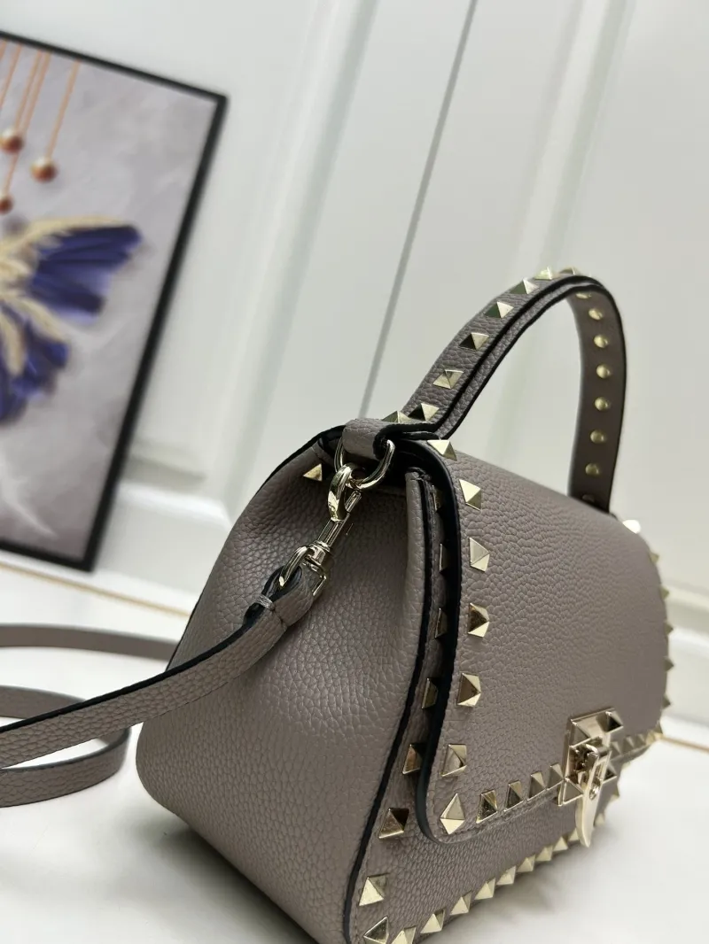 Valentino Gray Studded Leather Crossbody Handbag 23x15x9cm Model 9892 - Image 5