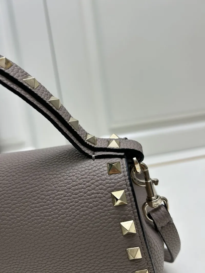 Valentino Gray Studded Leather Crossbody Handbag 23x15x9cm Model 9892 - Image 6