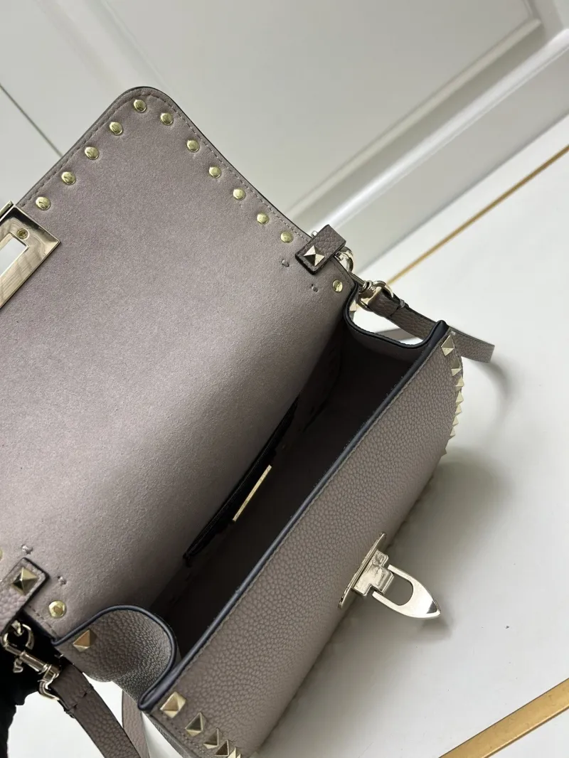 Valentino Gray Studded Leather Crossbody Handbag 23x15x9cm Model 9892 - Image 8
