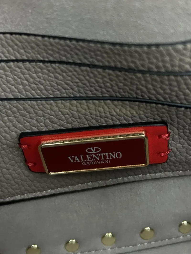 Valentino Gray Studded Leather Crossbody Handbag 23x15x9cm Model 9892 - Image 9