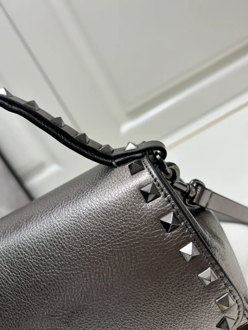 Valentino Metallic Silver Studded Handbag 9892 - Image 5