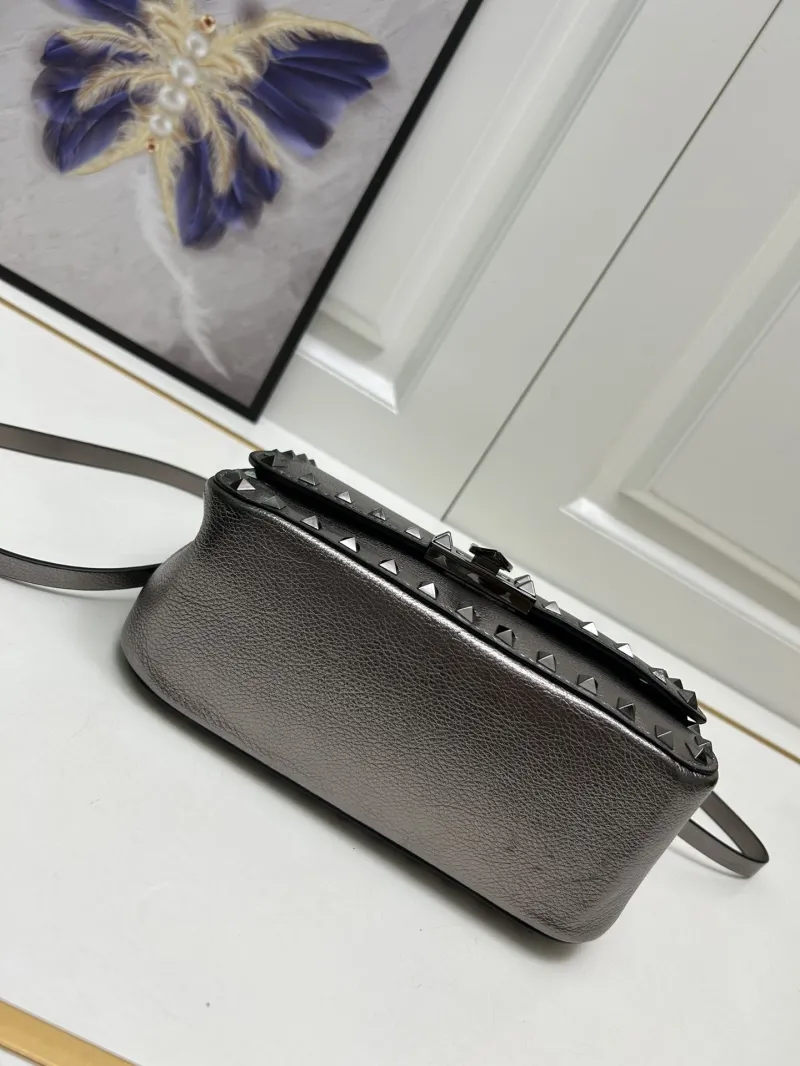 Valentino Metallic Silver Studded Handbag 9892 - Image 7
