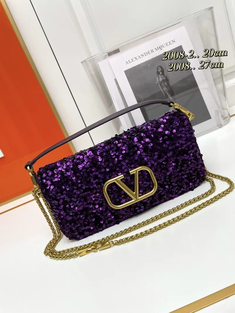 Alternative view of Valentino Purple Sequin Chain Shoulder Bag 172 20cm