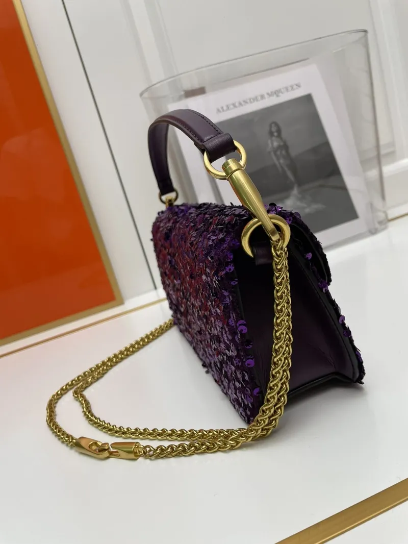 Valentino Purple Sequin Chain Shoulder Bag 172 20cm - Image 4