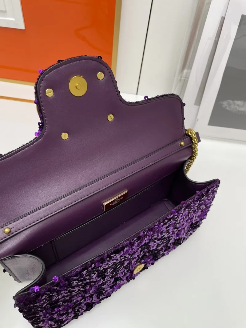Valentino Purple Sequin Chain Shoulder Bag 172 20cm - Image 8