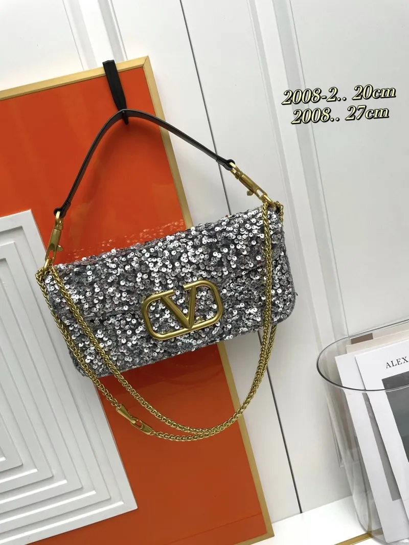 Valentino Silver Sequin Handle Bag 173