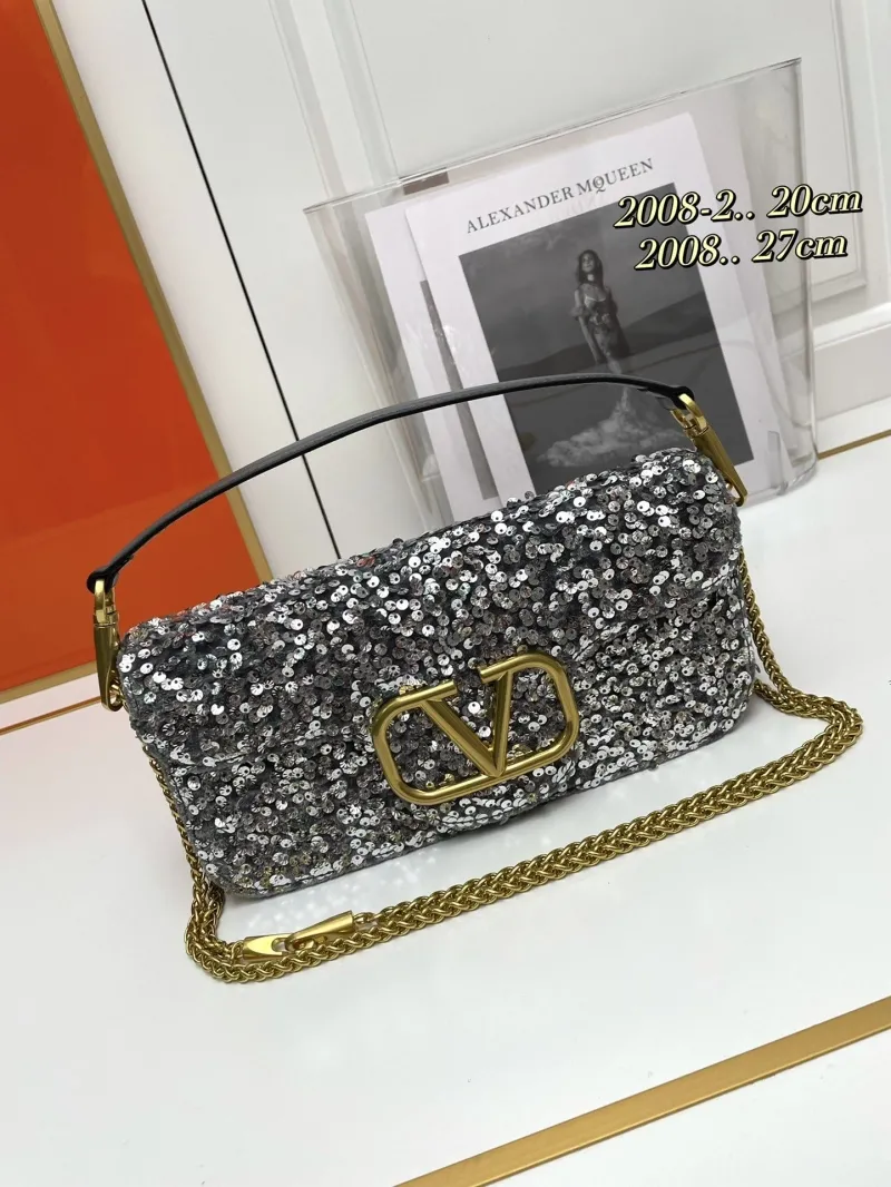 Alternative view of Valentino Silver Sequin Handle Bag 173