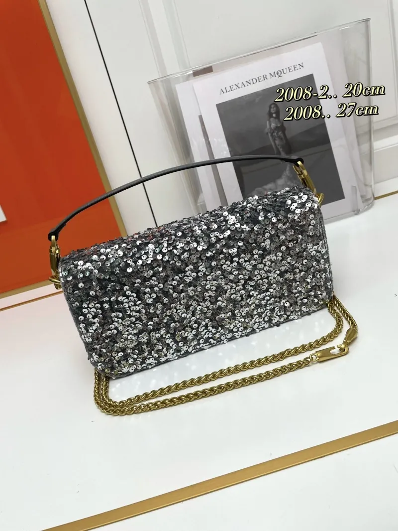 Valentino Silver Sequin Handle Bag 173 - Image 3