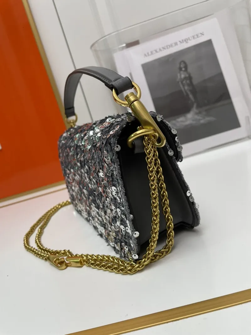 Valentino Silver Sequin Handle Bag 173 - Image 4
