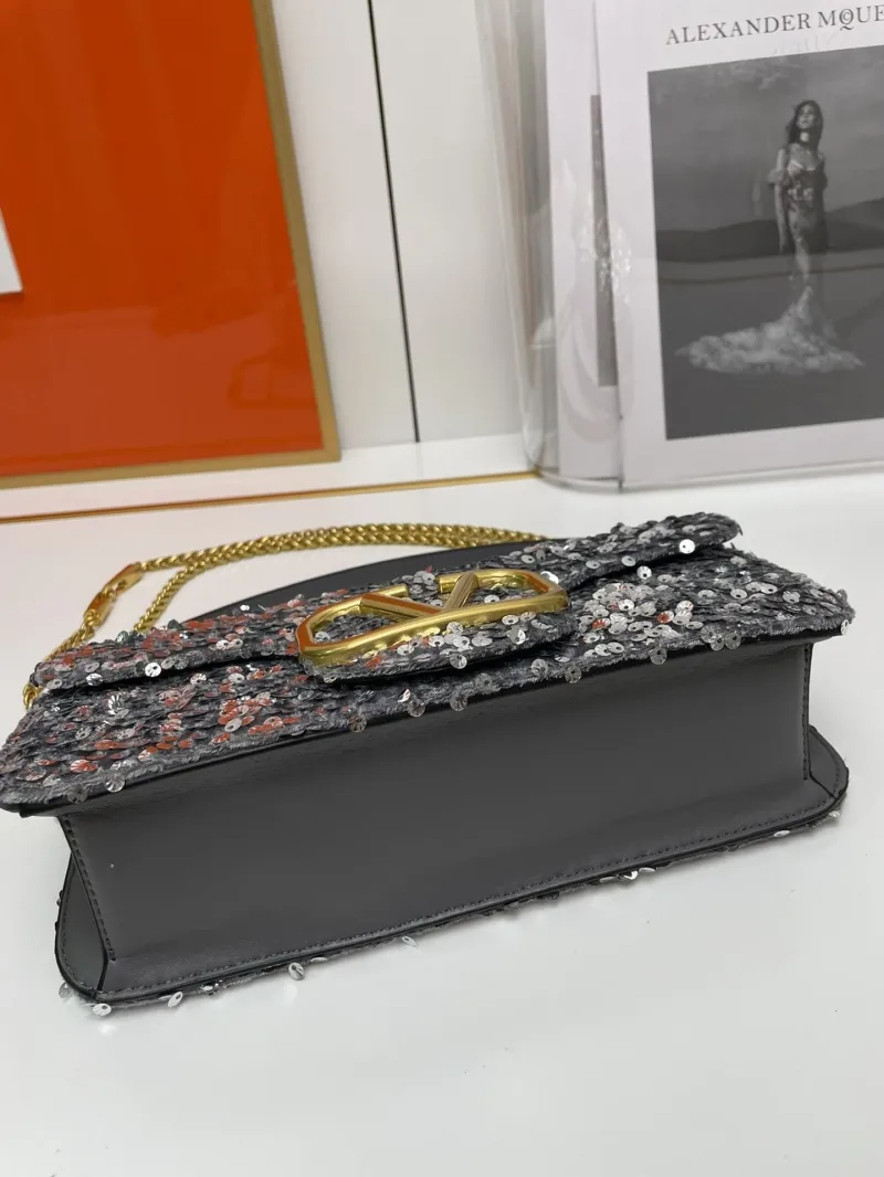 Valentino Silver Sequin Handle Bag 173 - Image 5
