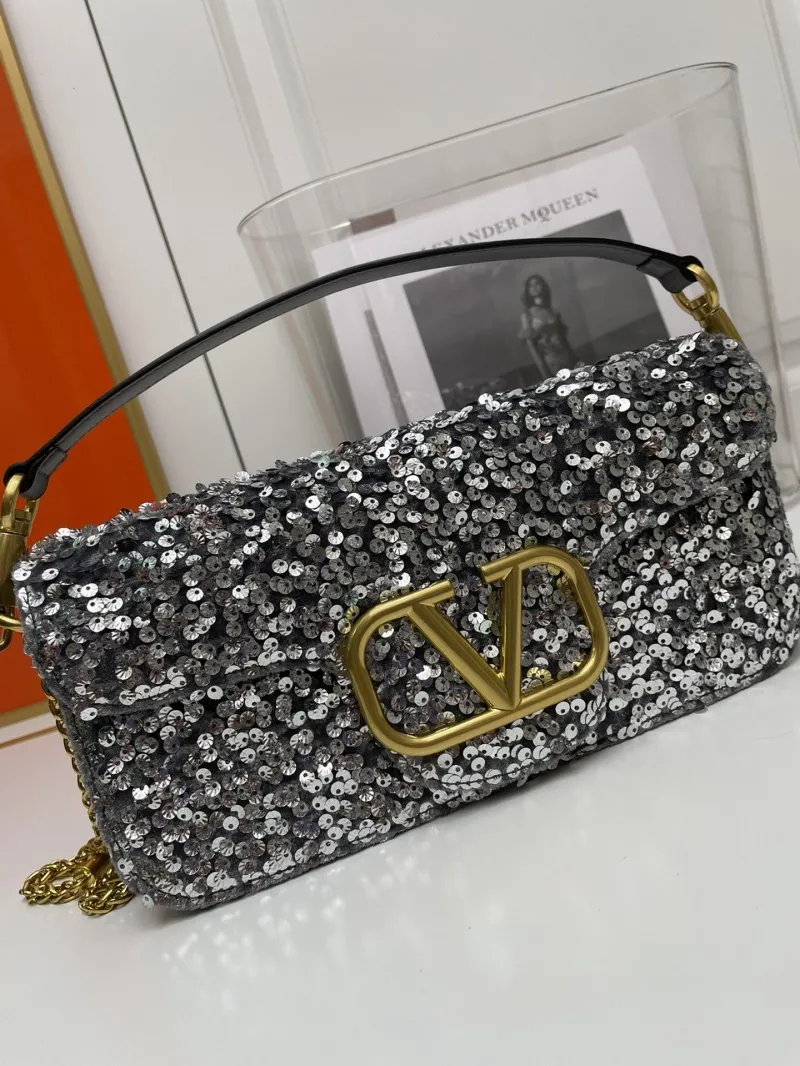 Valentino Silver Sequin Handle Bag 173 - Image 6