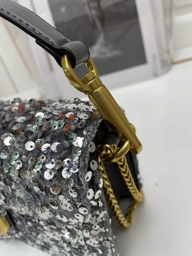 Valentino Silver Sequin Handle Bag 173 - Image 7