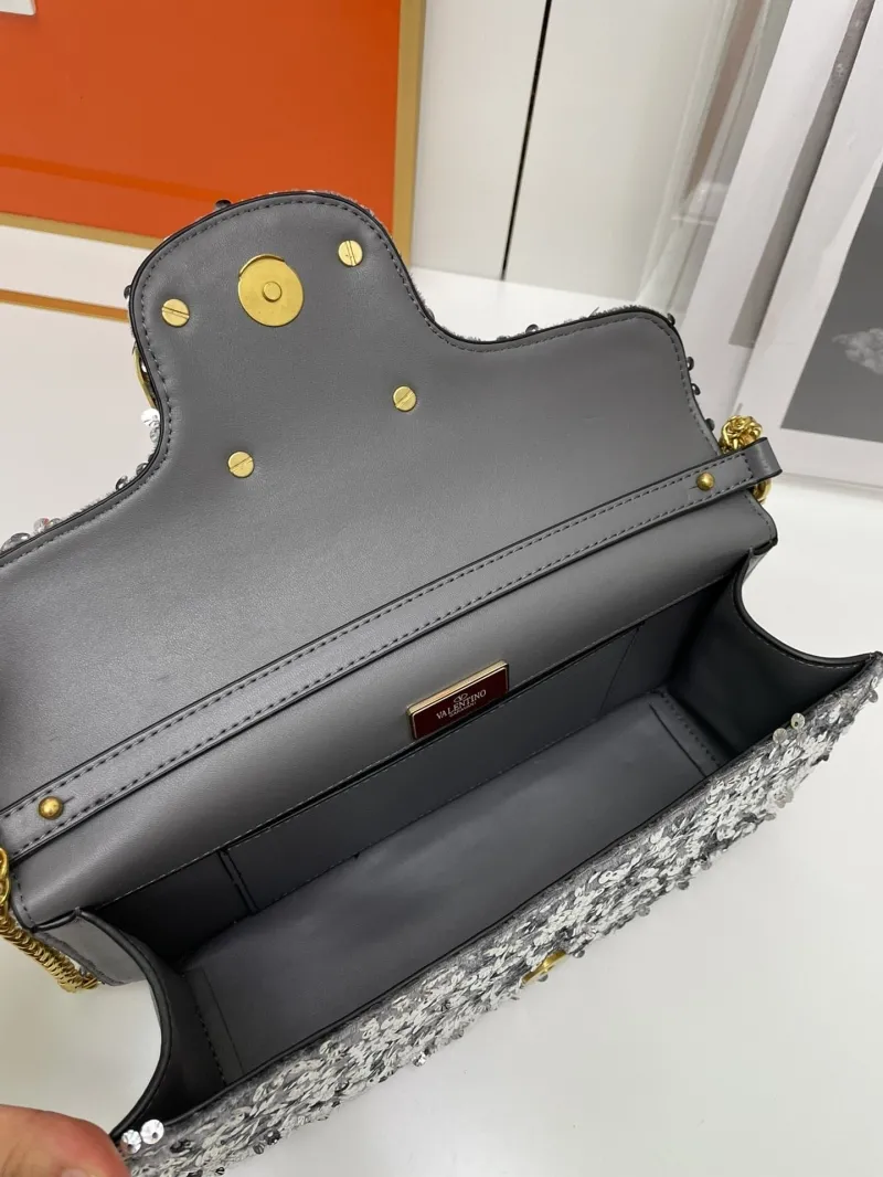 Valentino Silver Sequin Handle Bag 173 - Image 8