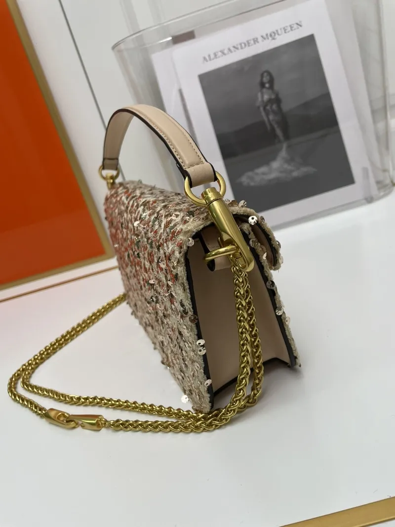 Valentino Gold Sequin Chain Shoulder Bag 20cm 27cm - Image 4