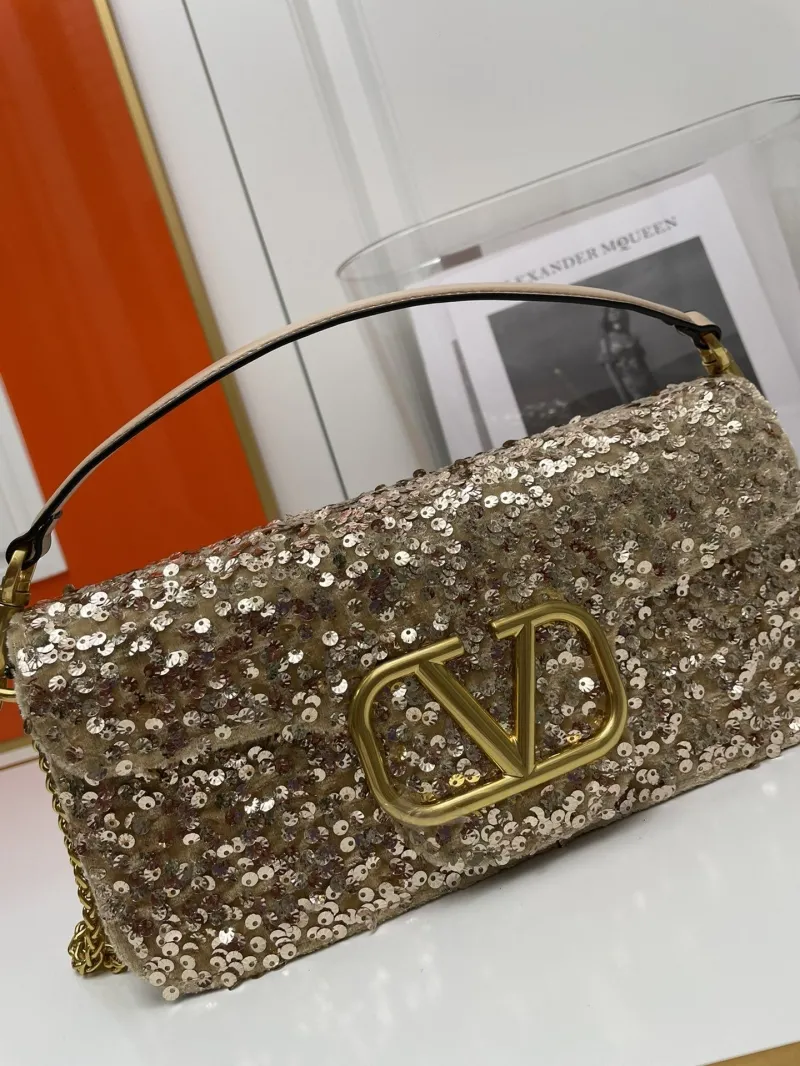 Valentino Gold Sequin Chain Shoulder Bag 20cm 27cm - Image 6