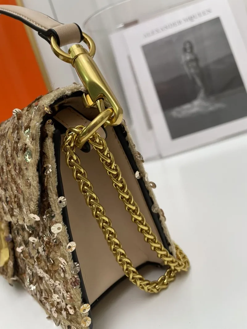 Valentino Gold Sequin Chain Shoulder Bag 20cm 27cm - Image 7
