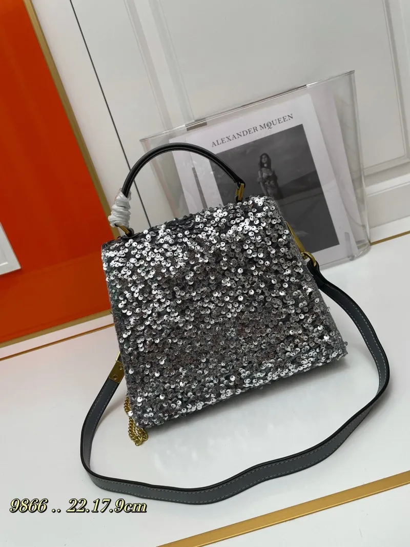 Alternative view of Valentino Silver Sequin Handbag Model 9866