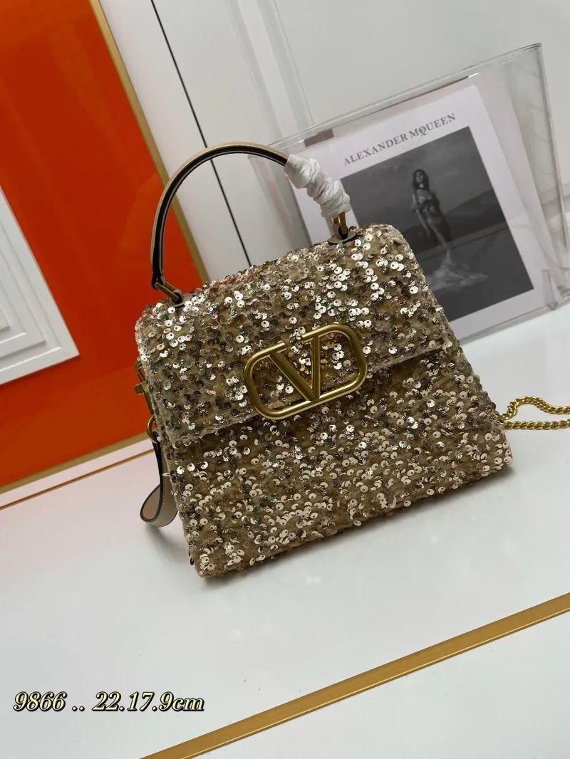 Valentino Gold Sequin Handbag 9866