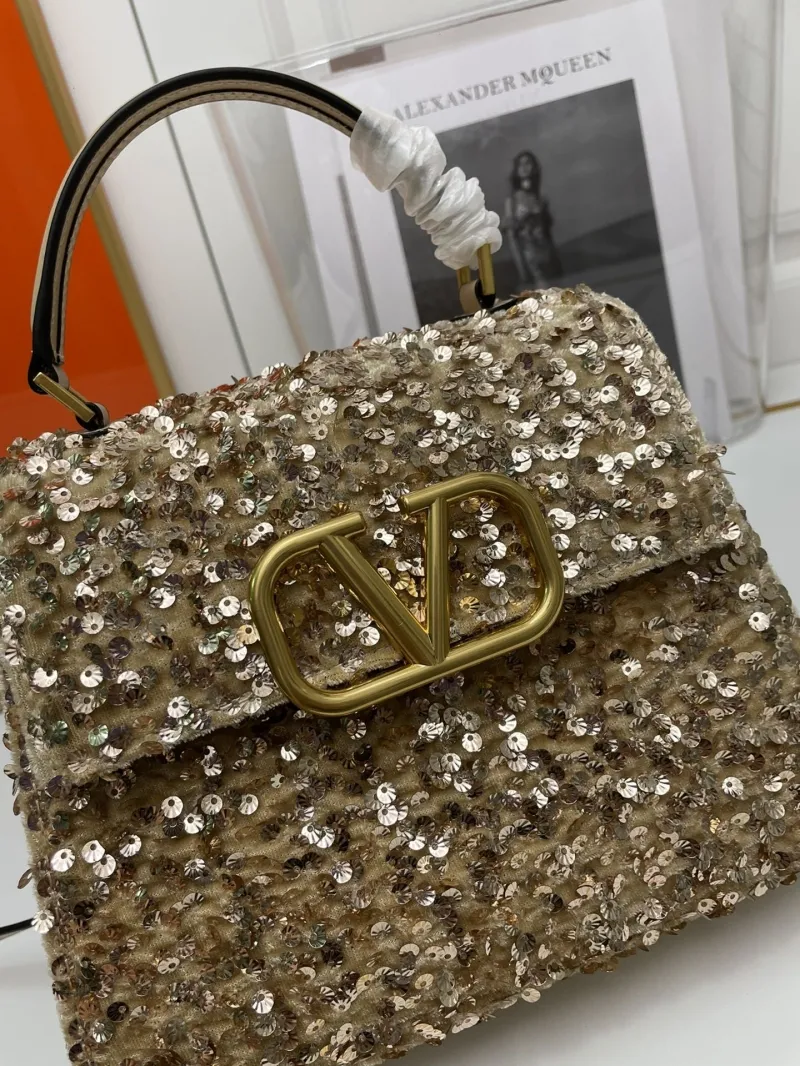 Valentino Gold Sequin Handbag 9866 - Image 5