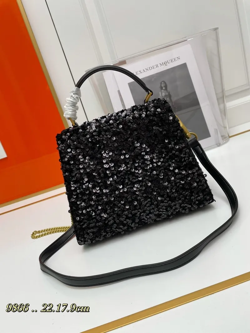 Alternative view of Valentino Black Sequin Top Handle Handbag 9866