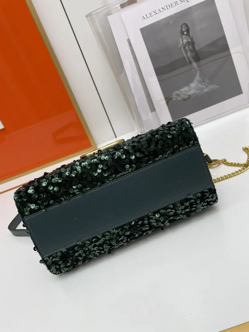 Valentino Dark Green Sequined Handbag 9866 - Image 4