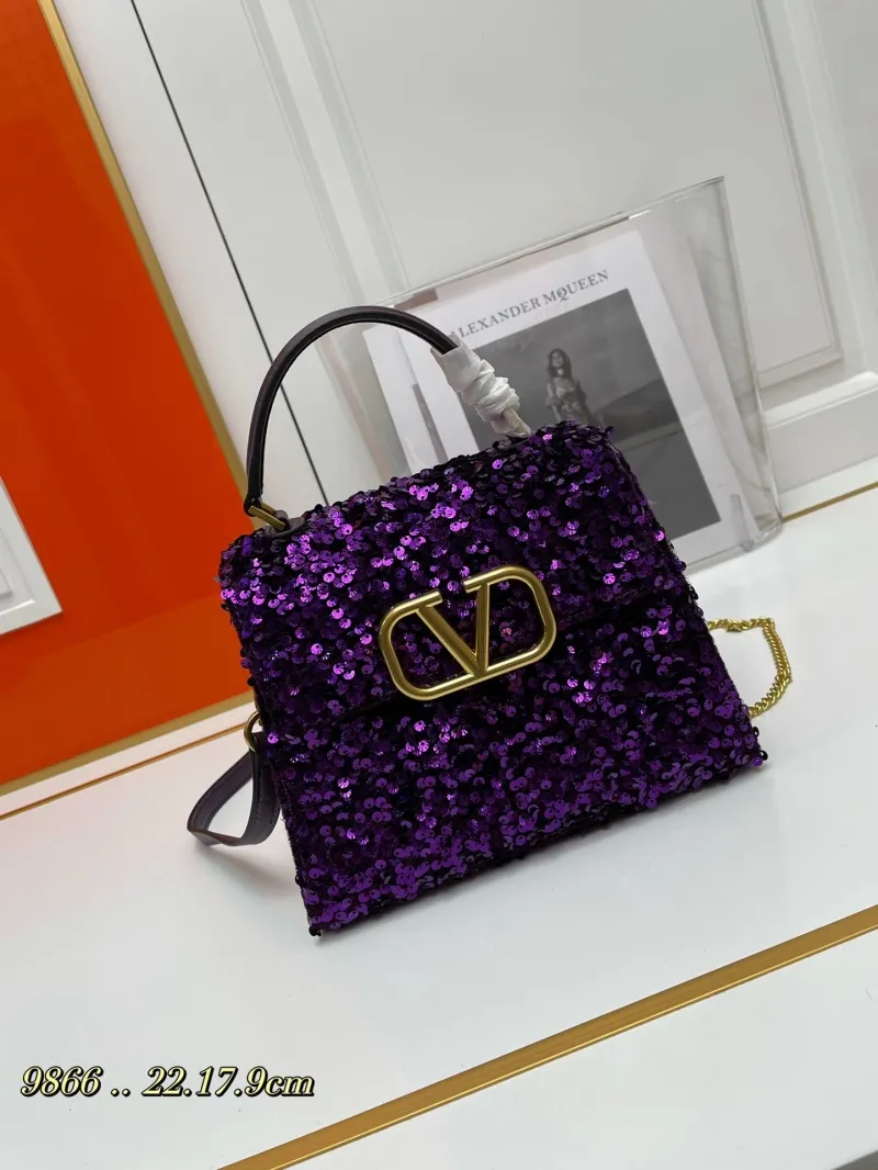 Valentino Purple Sequined Handbag 9866