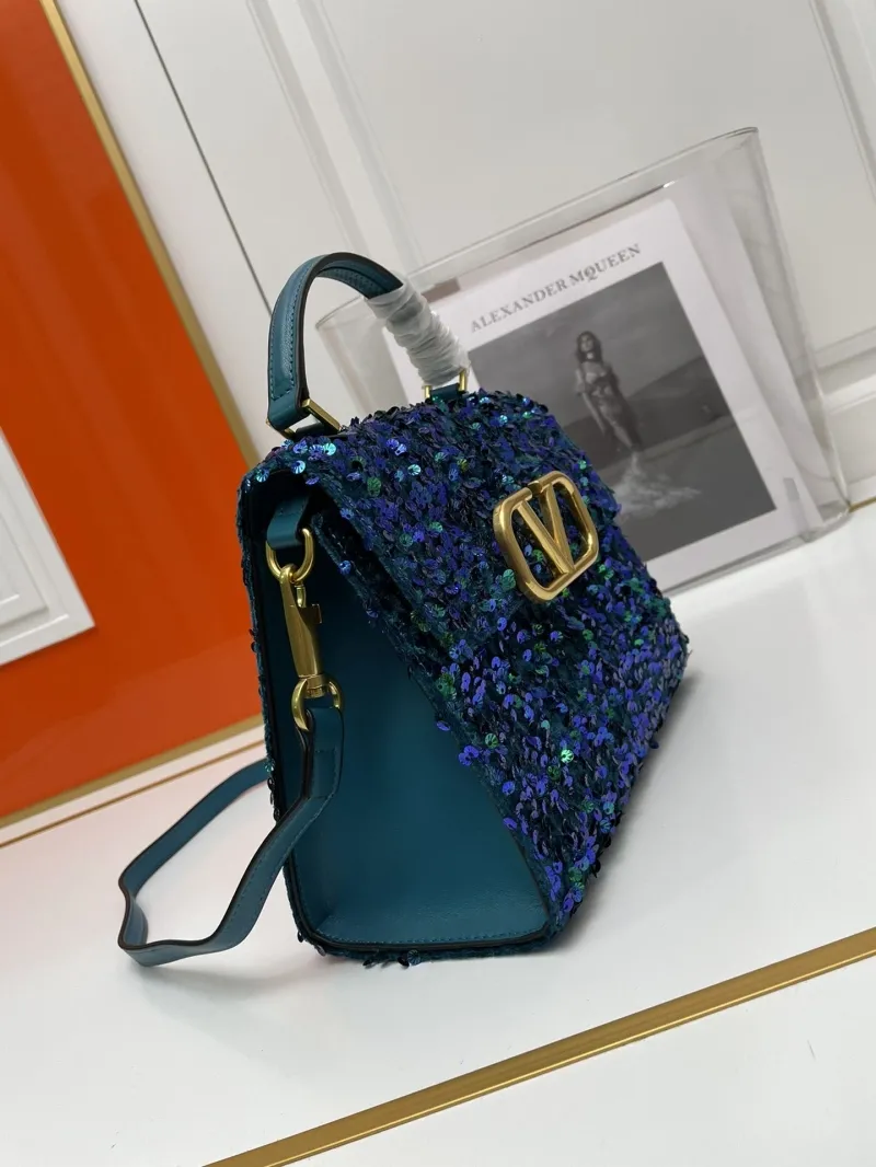 Valentino Sequined Teal Handbag 9866 - Image 3