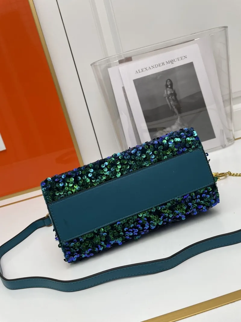Valentino Sequined Teal Handbag 9866 - Image 4