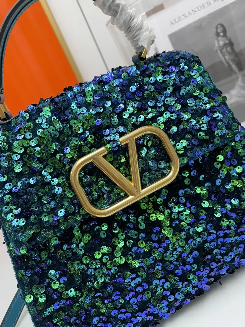 Valentino Sequined Teal Handbag 9866 - Image 5