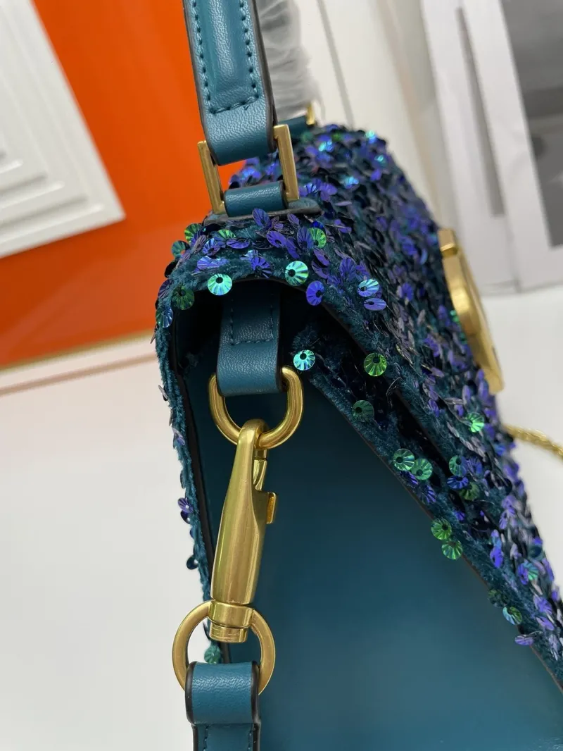 Valentino Sequined Teal Handbag 9866 - Image 6