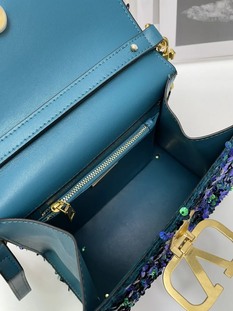 Valentino Sequined Teal Handbag 9866 - Image 8