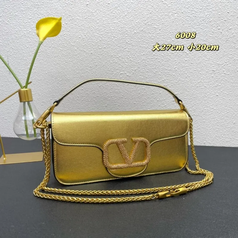 Alternative view of Valentino Gold Leather Shoulder Handbag 6008 27cm 20cm