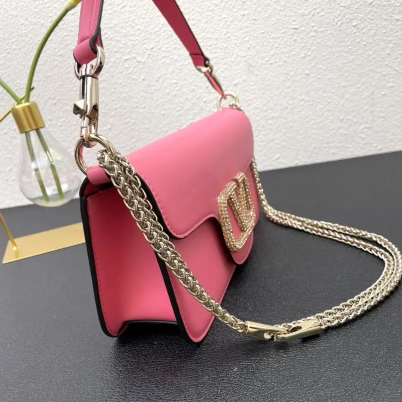 Valentino Pink Leather Chain Shoulder Bag 6008 Small Large - Image 4