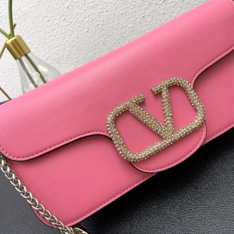 Valentino Pink Leather Chain Shoulder Bag 6008 Small Large - Image 6