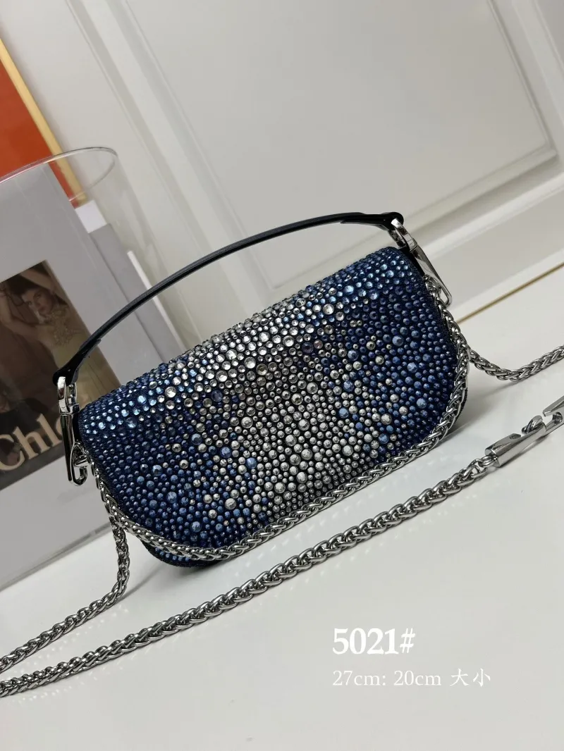 Valentino Blue Rhinestone Handbag Model 5021 - Image 3