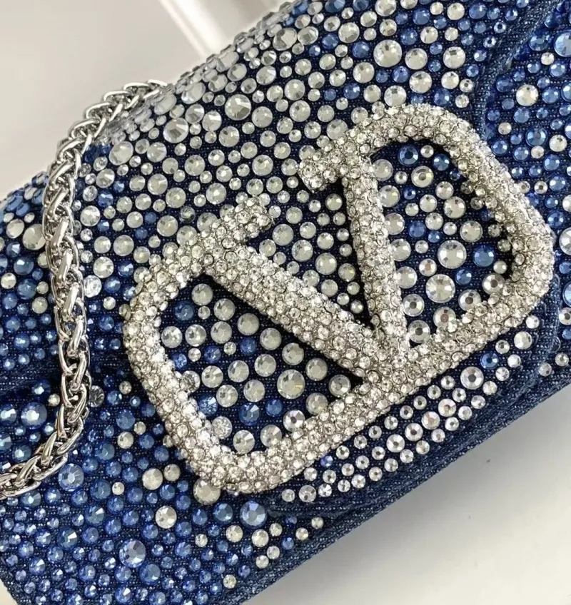 Valentino Blue Rhinestone Handbag Model 5021 - Image 4