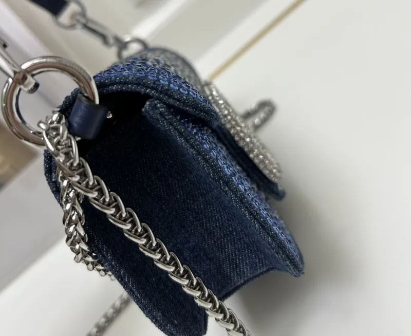 Valentino Blue Rhinestone Handbag Model 5021 - Image 6