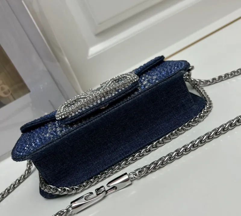 Valentino Blue Rhinestone Handbag Model 5021 - Image 7