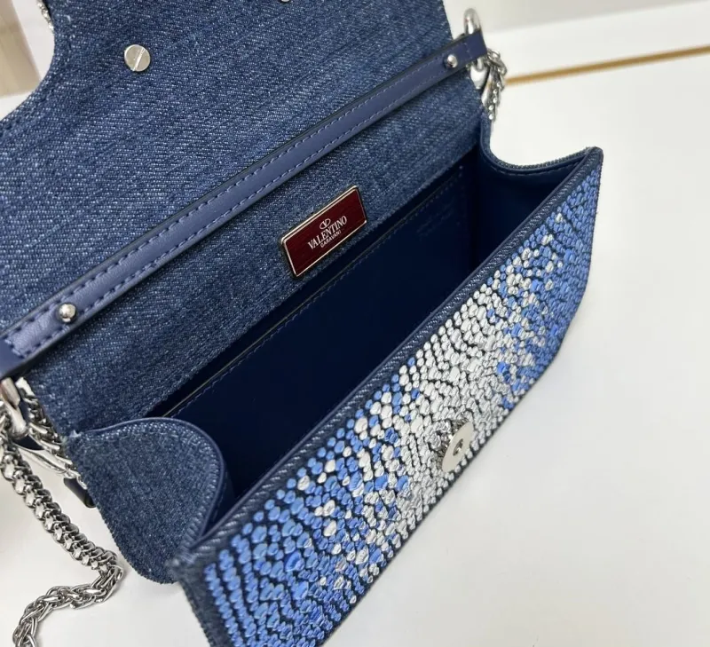 Valentino Blue Rhinestone Handbag Model 5021 - Image 8