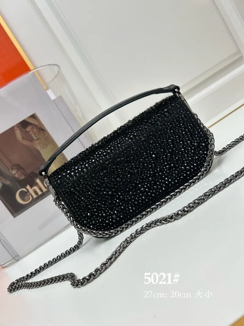 Valentino Black Rhinestone Handbag 5021 Size 27cm by 20cm - Image 3
