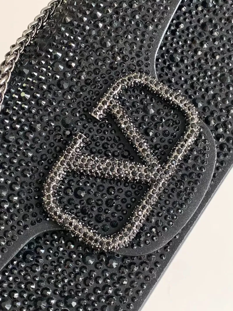Valentino Black Rhinestone Handbag 5021 Size 27cm by 20cm - Image 4