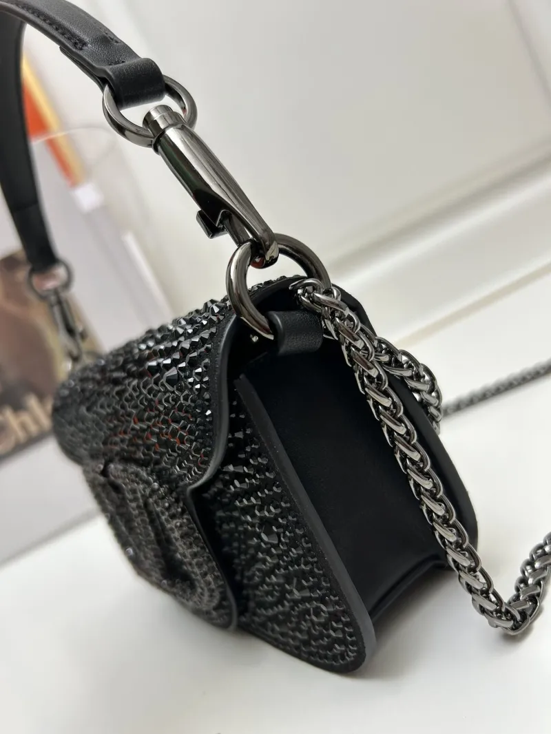 Valentino Black Rhinestone Handbag 5021 Size 27cm by 20cm - Image 5
