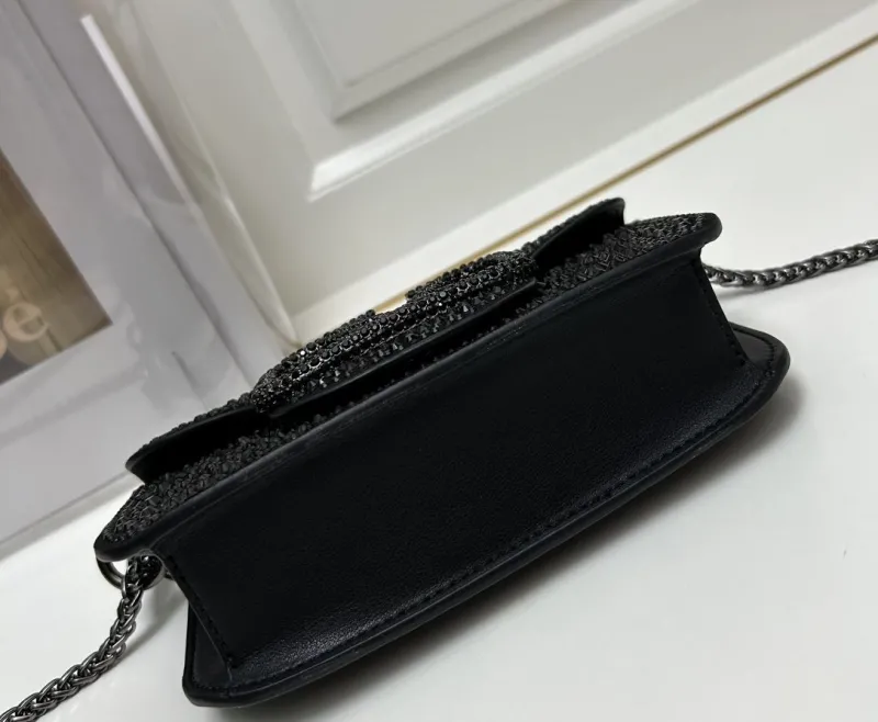 Valentino Black Rhinestone Handbag 5021 Size 27cm by 20cm - Image 6