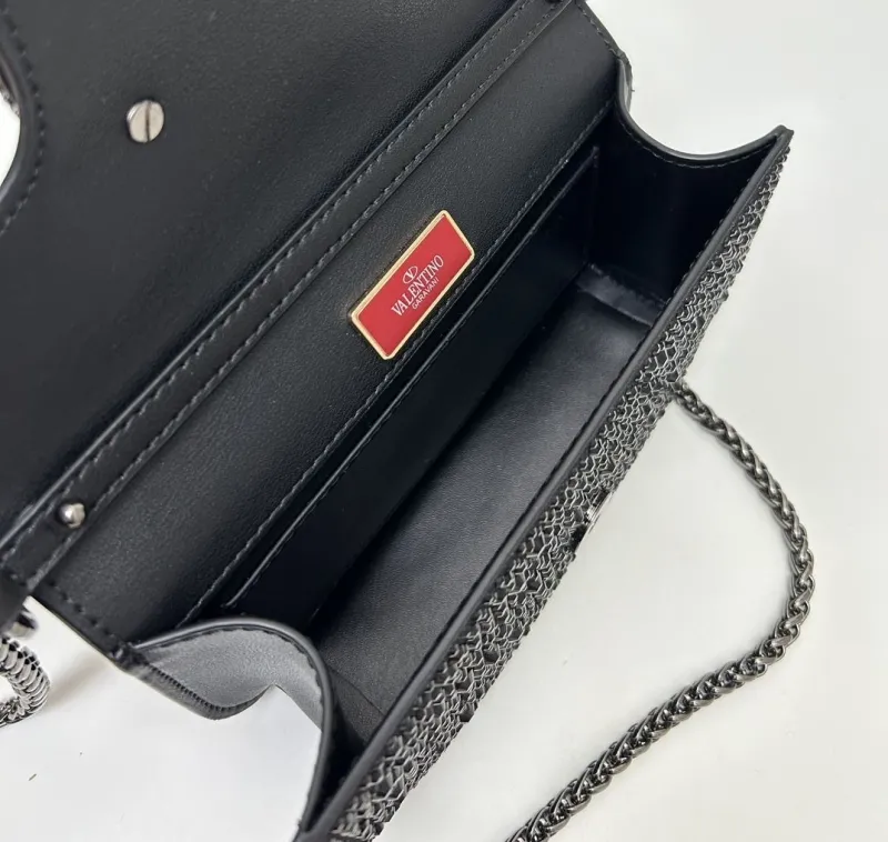 Valentino Black Rhinestone Handbag 5021 Size 27cm by 20cm - Image 7