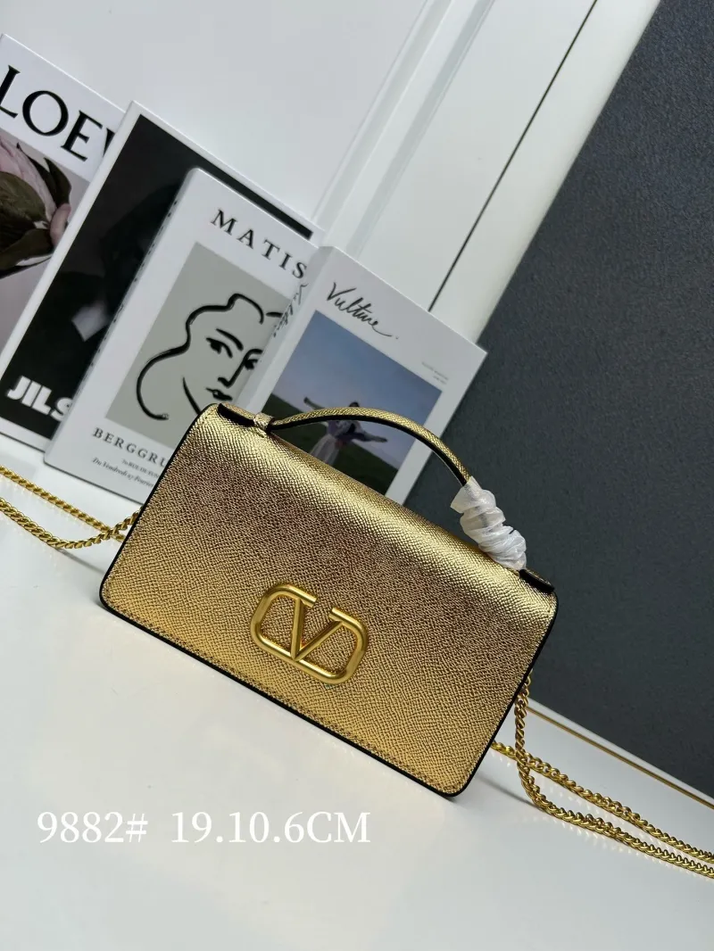 Valentino Gold Top Handle Crossbody Bag 9882