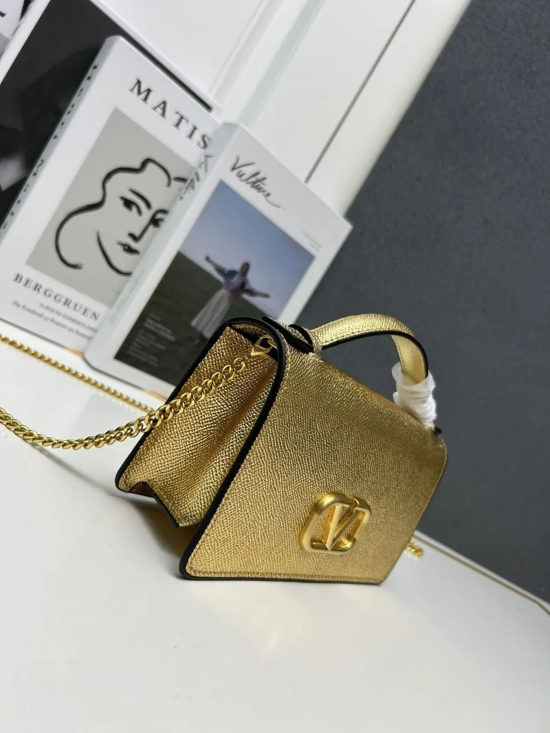 Valentino Gold Top Handle Crossbody Bag 9882 - Image 3