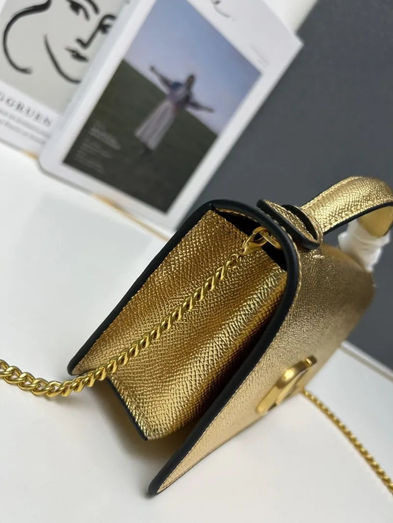 Valentino Gold Top Handle Crossbody Bag 9882 - Image 6