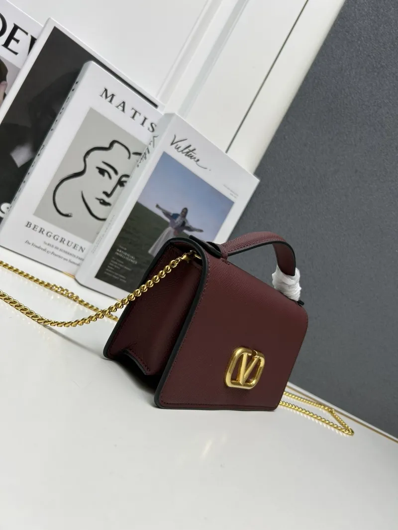Valentino Burgundy Chain Crossbody Bag 9882 - Image 3