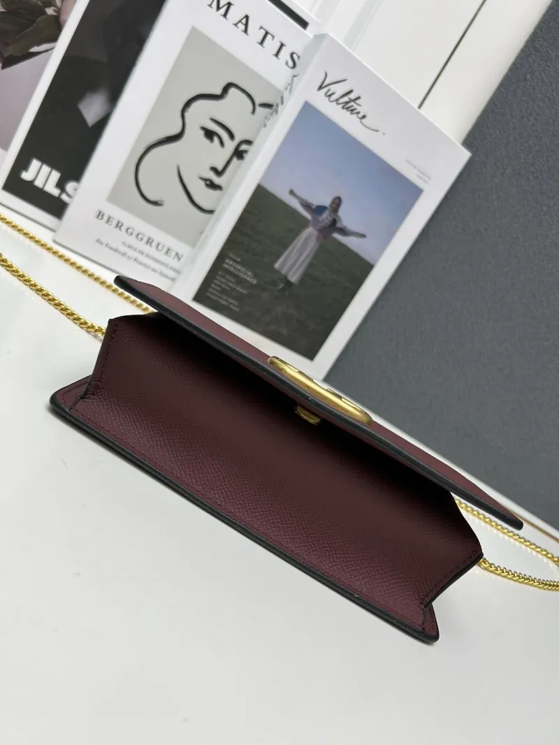 Valentino Burgundy Chain Crossbody Bag 9882 - Image 7